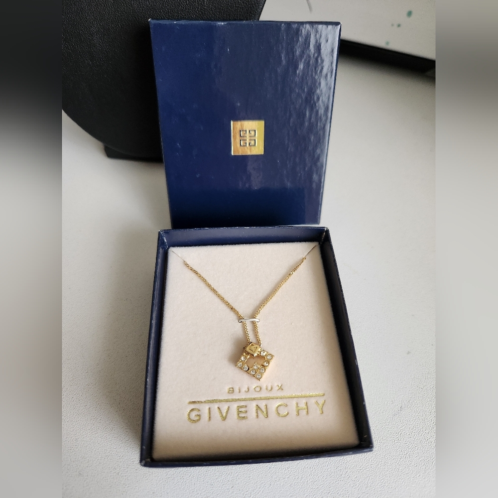 Givenchy Gold Plated Necklace with Crystal Pendant
